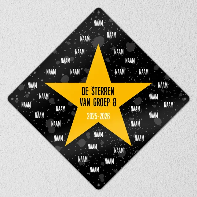 Gozi Gele Ster metalen bord 30x30cm ruit afscheid