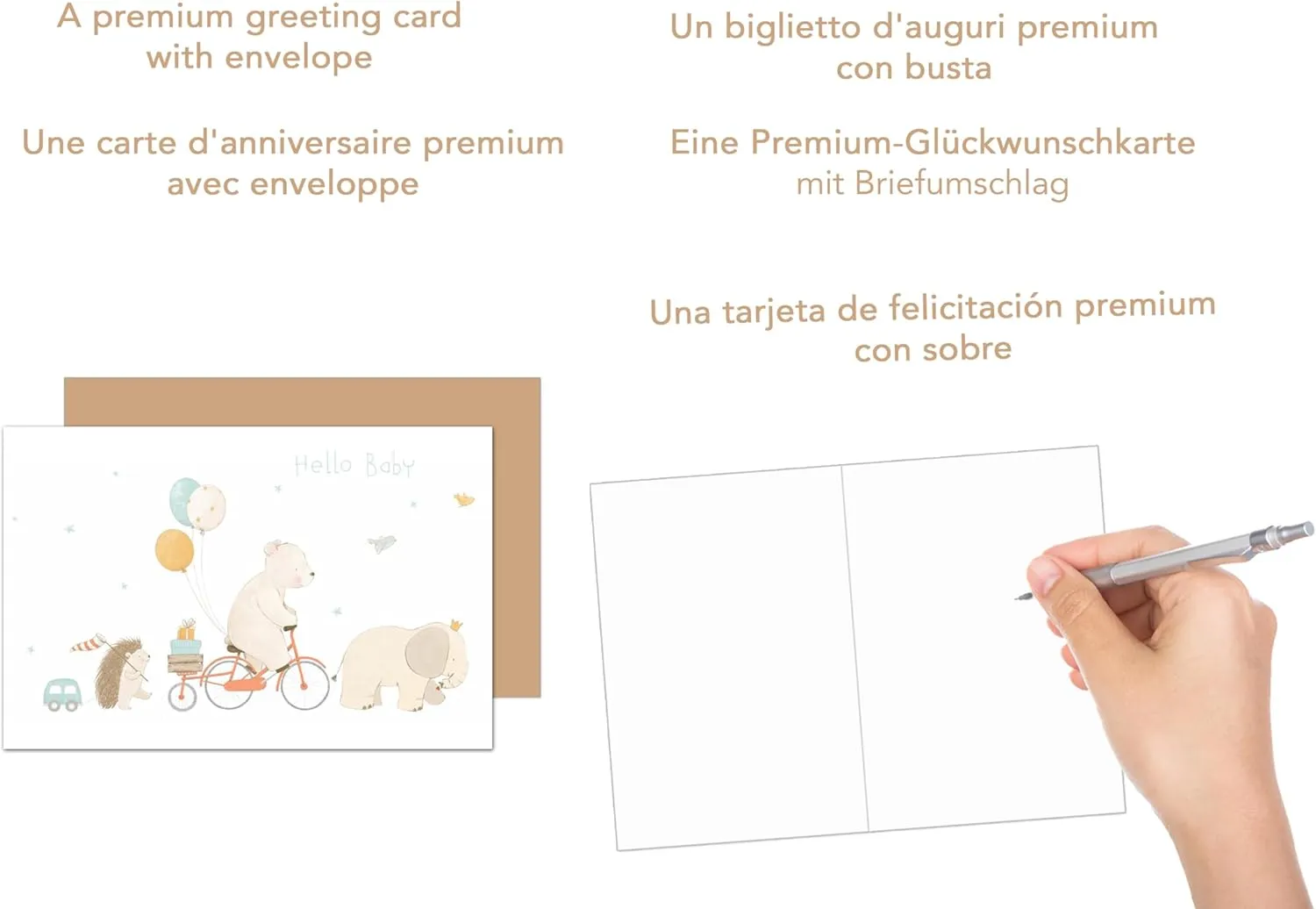 Edition Seidel E278 babykaart hello baby met envelop