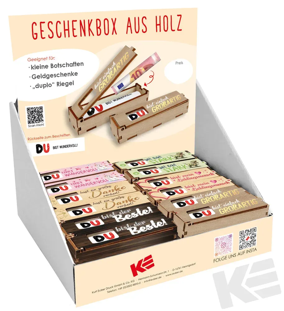 Kurt Eulzer 01-0278 houten cadeaudoosjes 36 stuks display chocolade
