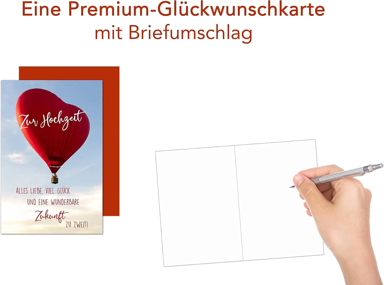 Edition Seidel Hartjesballon huwelijkskaart met envelop