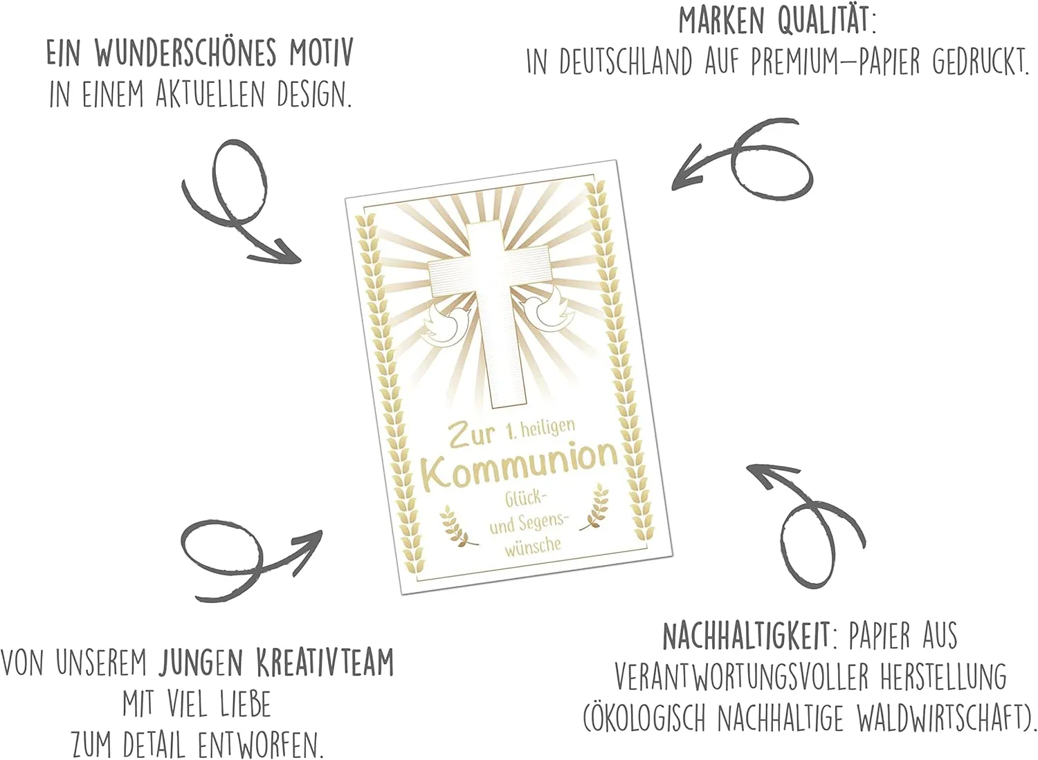 Edition Seidel Premium KO265 communiekaart met envelop kruis