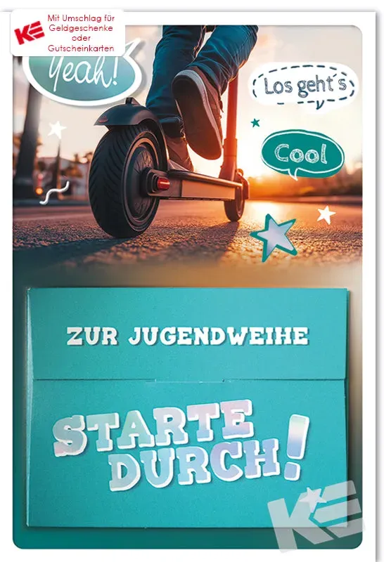 Kurt Eulzer 17-1178 wenskaart jeugdwijding jongen met step