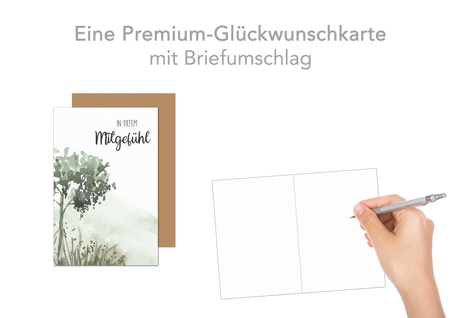 Edition Seidel T1062 SW022 condoleancekaart boom aquarel met envelop