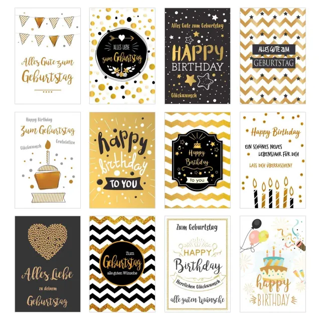 Edition Seidel Premium verjaardagskaarten set 12 stuks goud