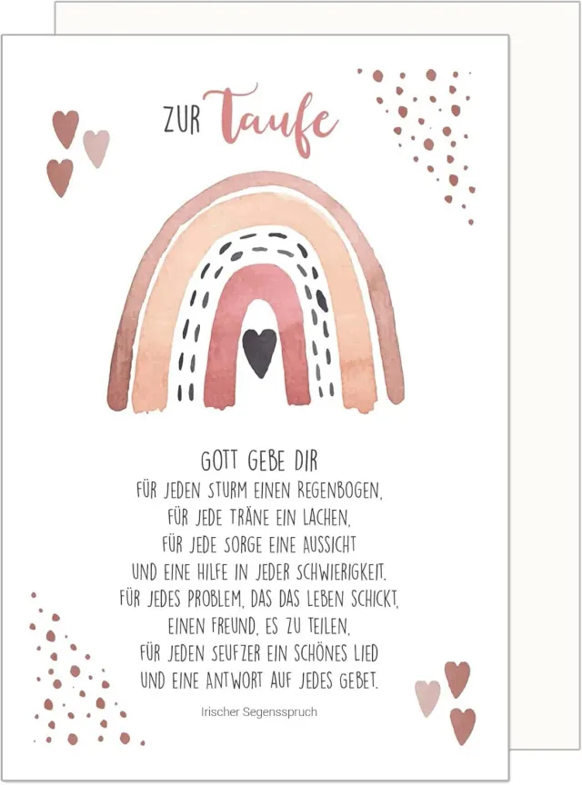 Edition Seidel ET175 SW023 doopkaart met envelop regenboog roze