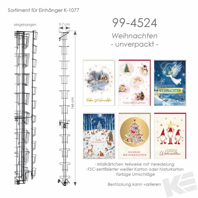 Kurt Eulzer 99-4524 kerstkaarten Green Christmas 11 stuks