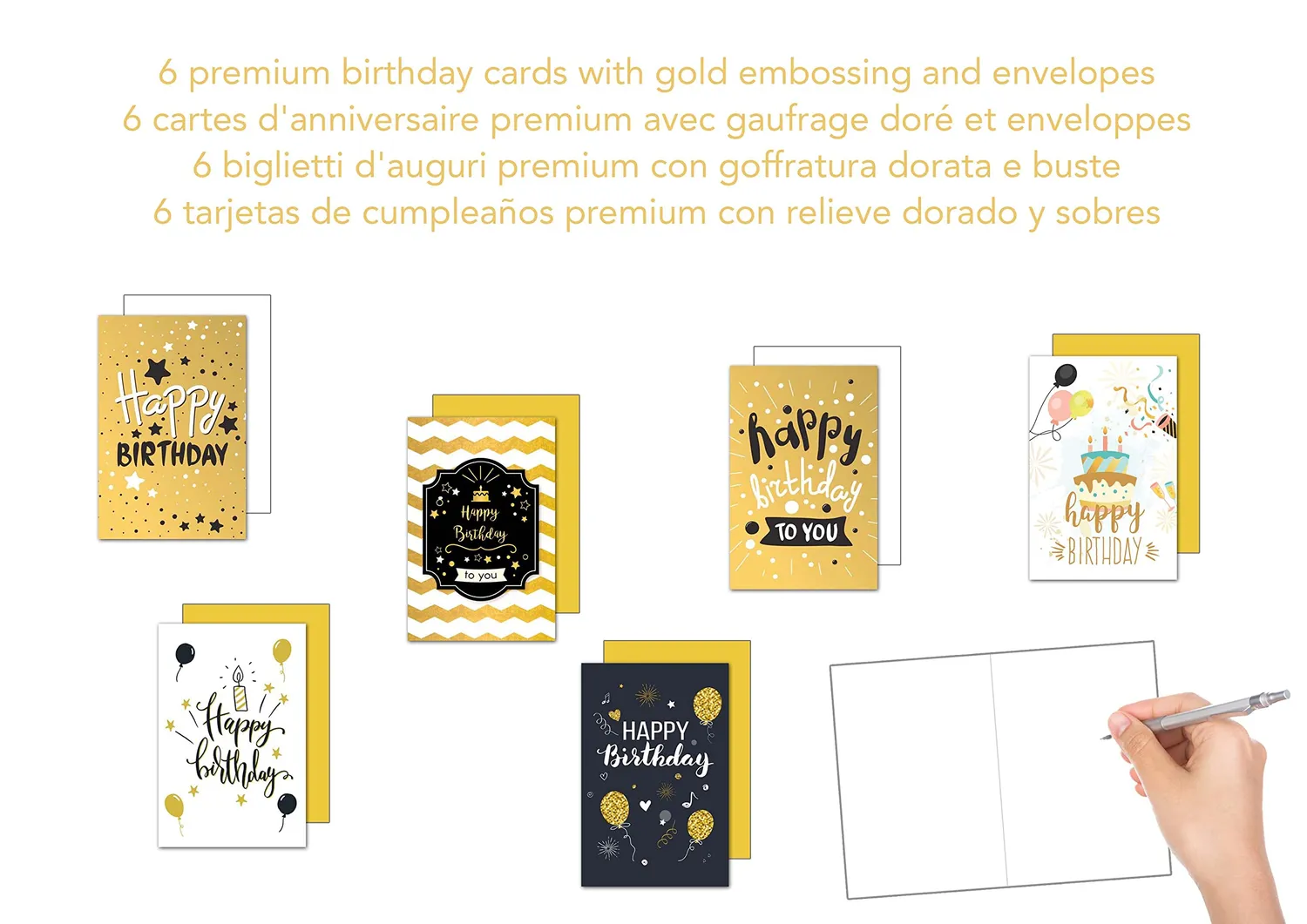 Edition Seidel 21657 verjaardagskaarten set 6 goud