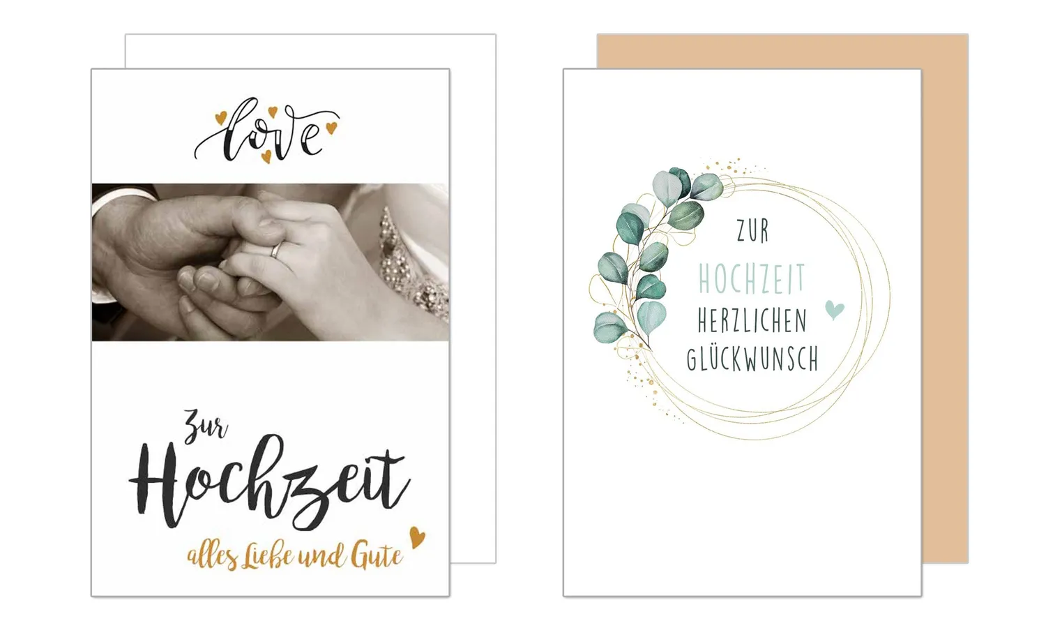 Edition Seidel 20098 huwelijkskaarten set 4 met envelop