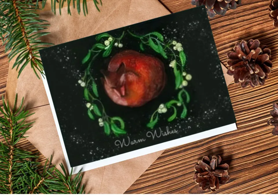Blad & Beeld Warm Wishes slapende vos kerstkaart A6