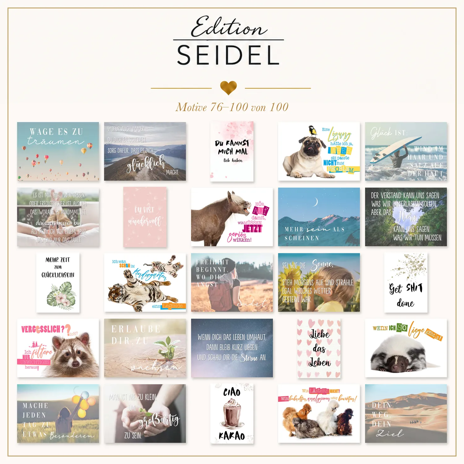Edition Seidel spreuk postkaarten 36706 set 100 stuks mat