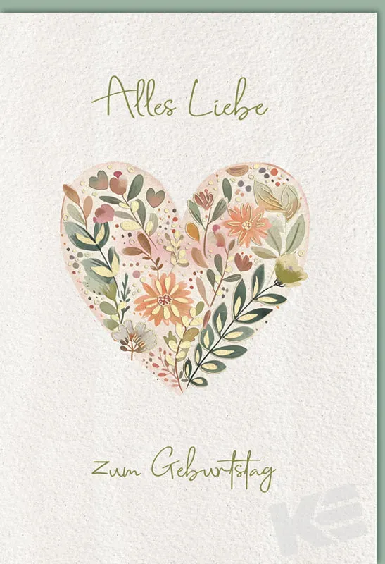 Kurt Eulzer 51-0125 verjaardagskaart groen hart bloemen
