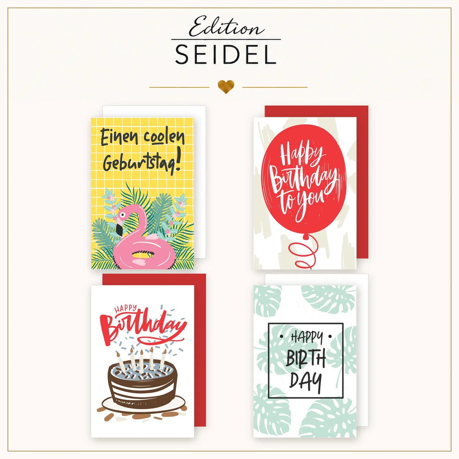 Edition Seidel SW026 36705 verjaardagskaarten set 20 met envelop