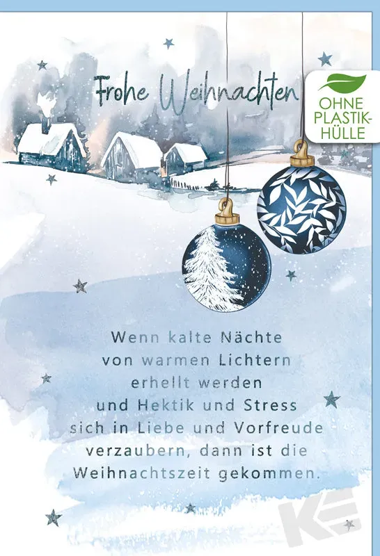 Kurt Eulzer 22-1681 kerstkaart Green Christmas huizen