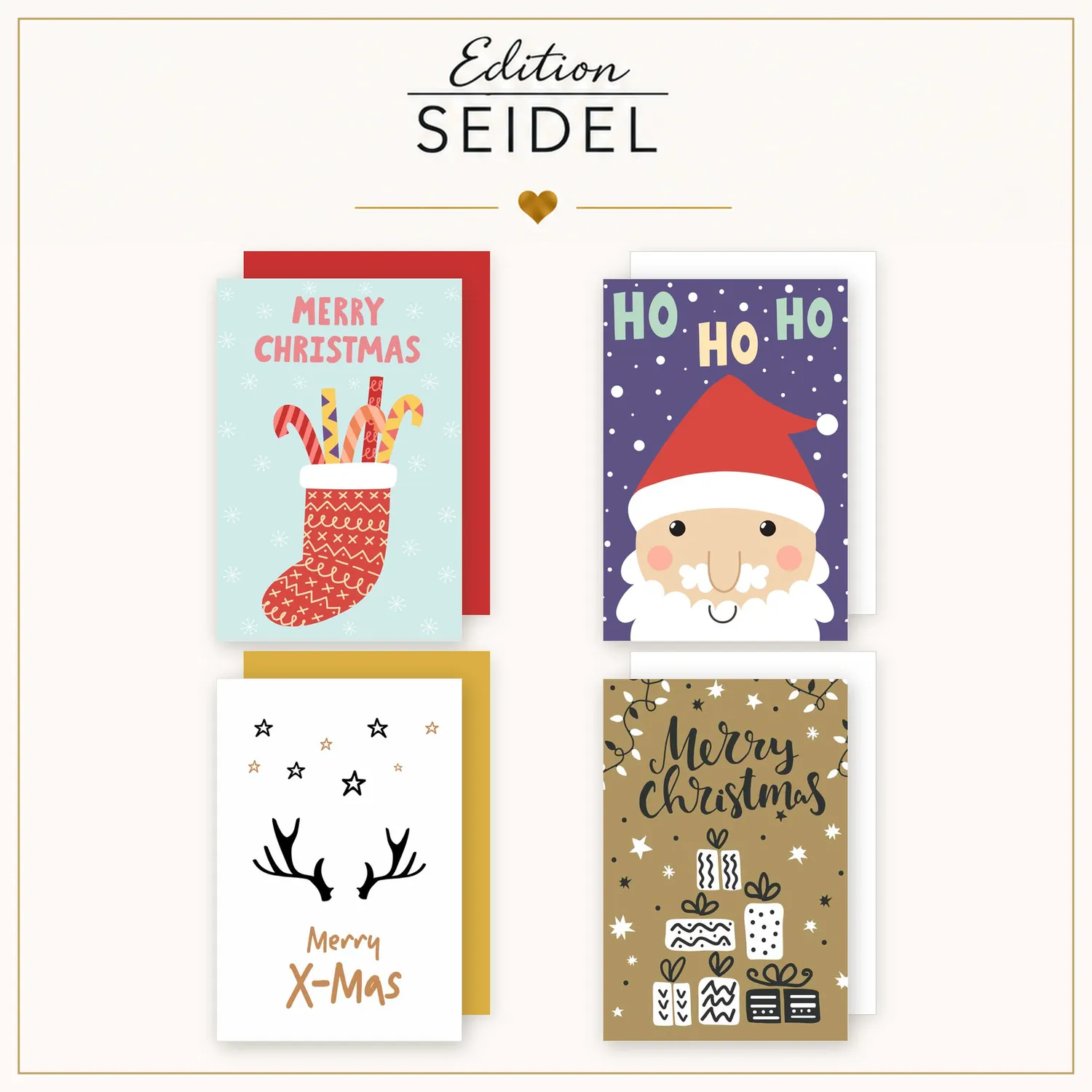 Edition Seidel 36704 kerstkaarten set van 20 met envelop