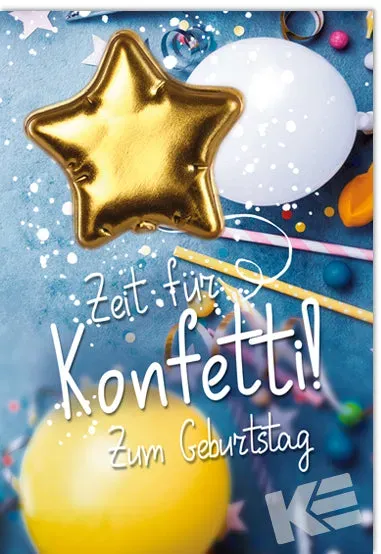 Kurt Eulzer 51-0322 Balloon Party verjaardagskaart met stickers