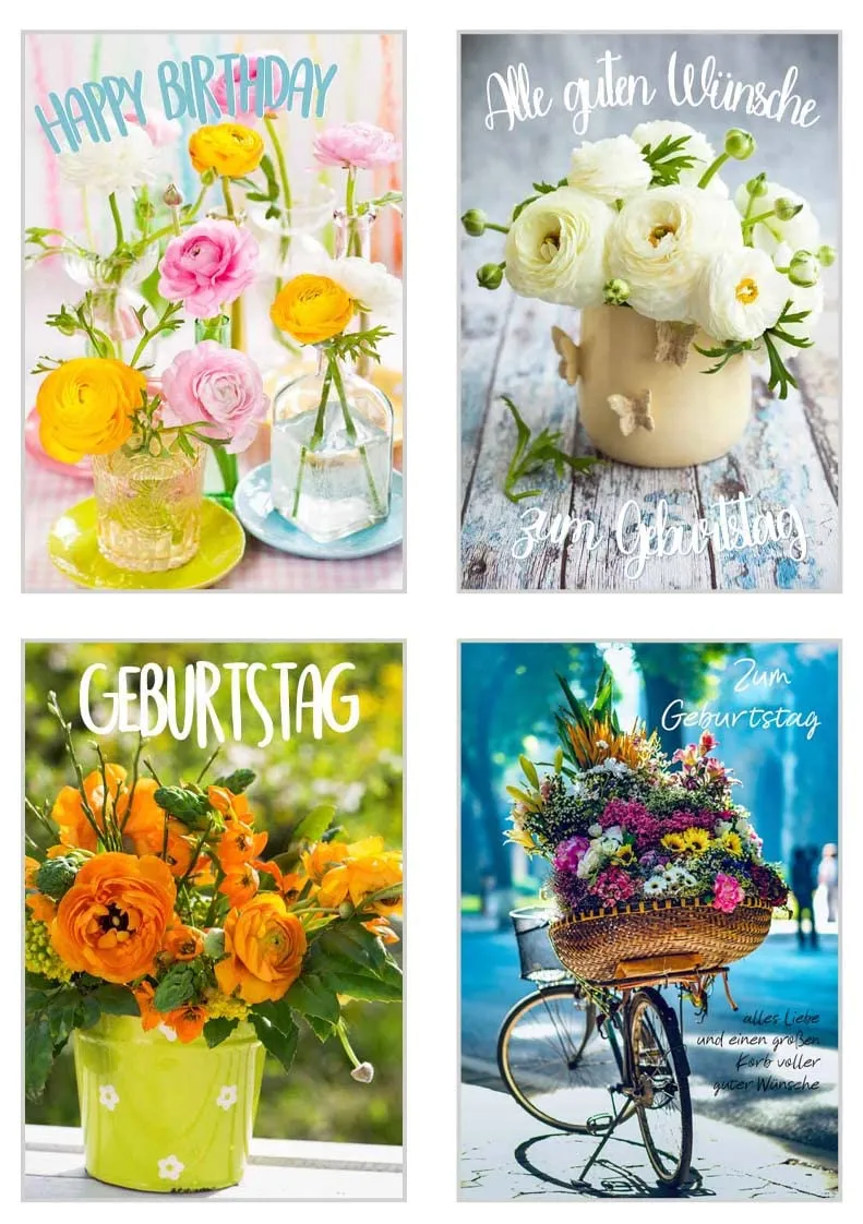 Edition Seidel 21244 verjaardagskaarten set 20 bloemen met envelop