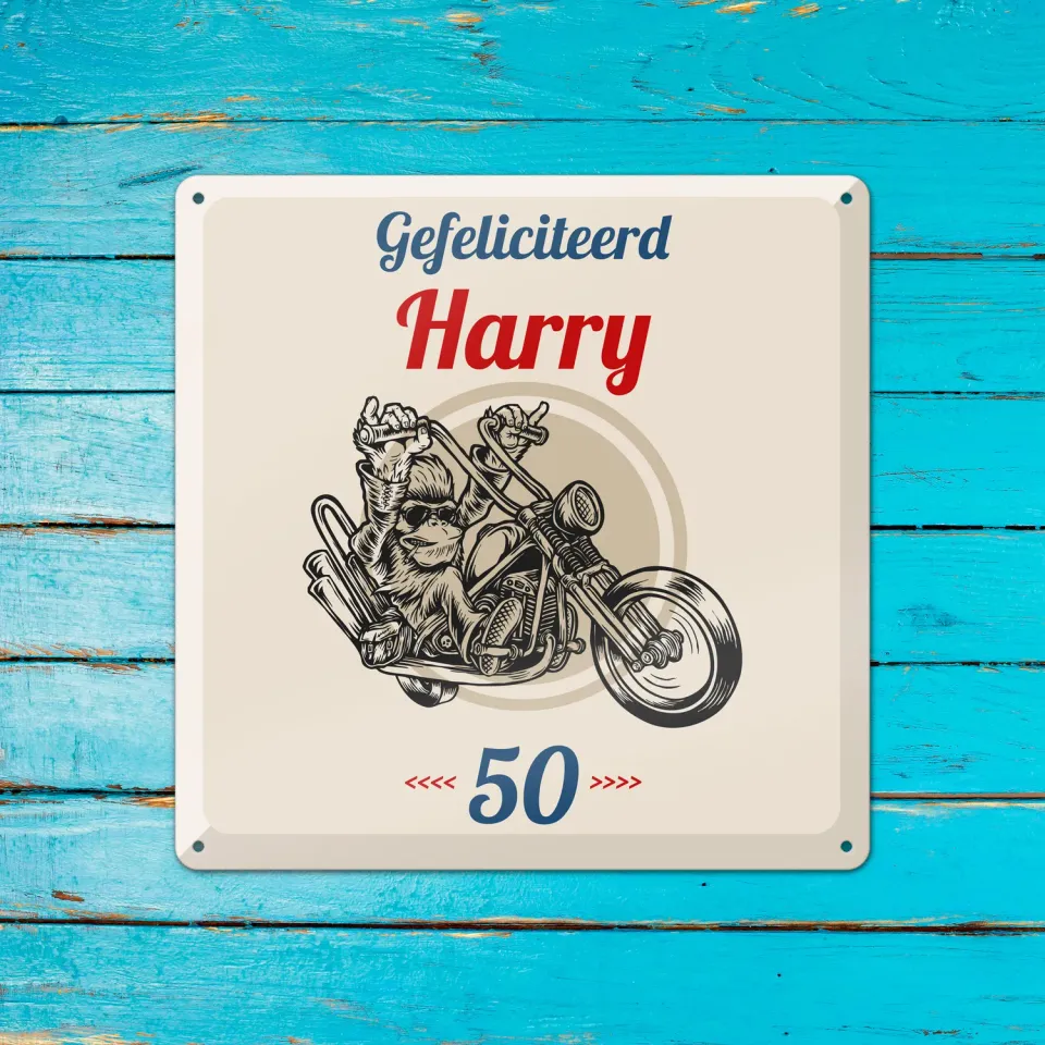 Gozi Harry’s Motor metalen bord 30x30cm persoonlijk
