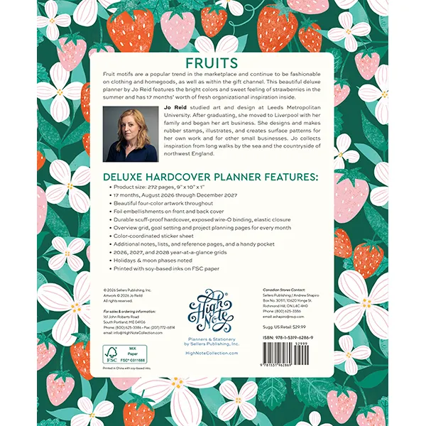 Sellers Publishing Jo Reid 2027 planner hardcover aardbei