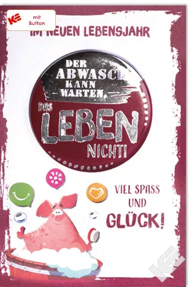 Kurt Eulzer 51-1191 wenskaart varken button per stuk
