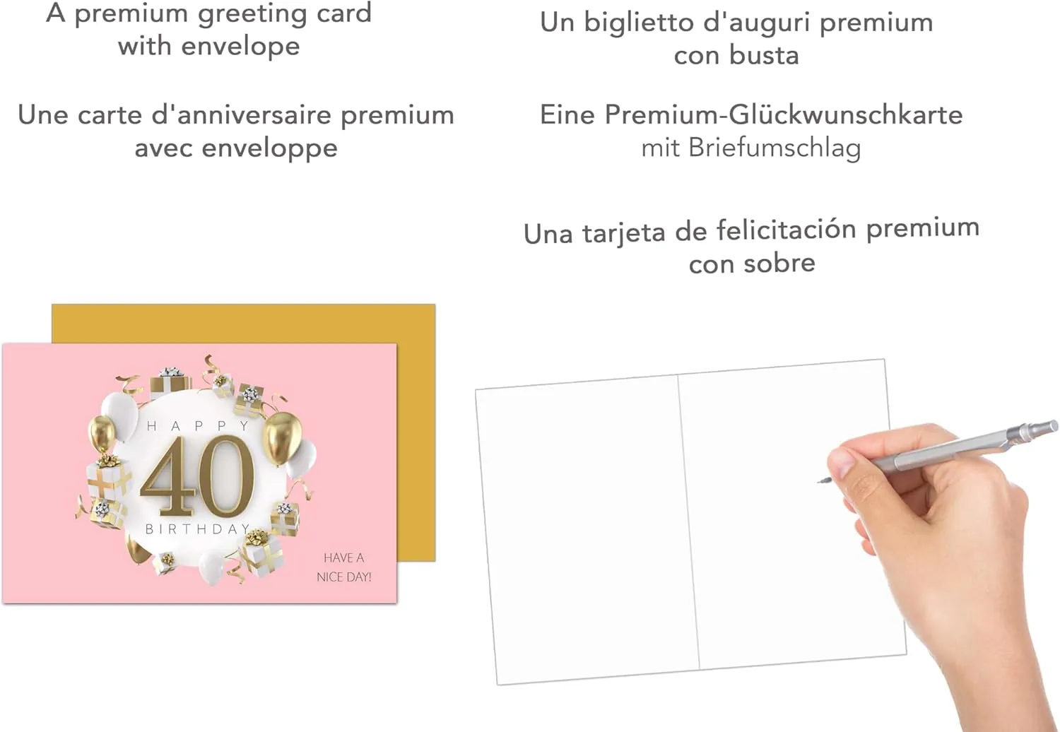 Edition Seidel Premium GZ360-40 SW024 verjaardagskaart 40 jaar envelop