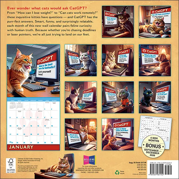 Sellers Publishing CatGPT 2027 muurkalender katten
