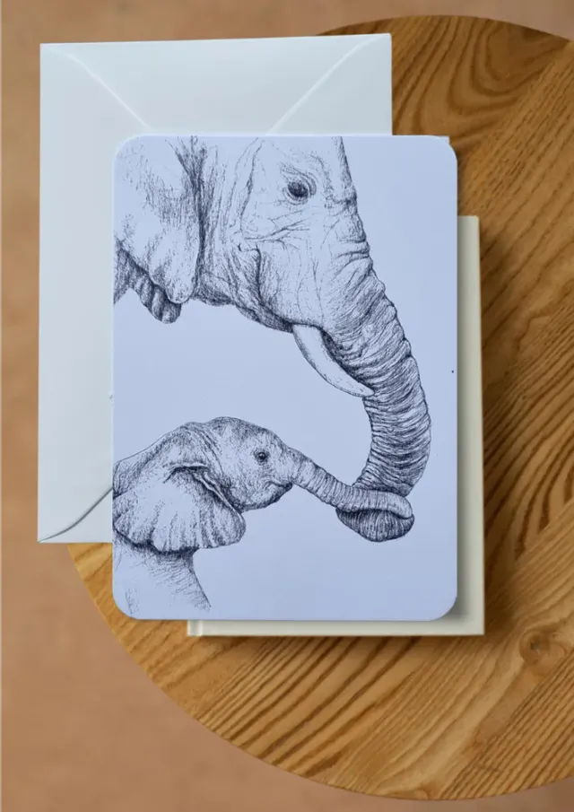Blad & Beeld Olifant & baby olifant kaart