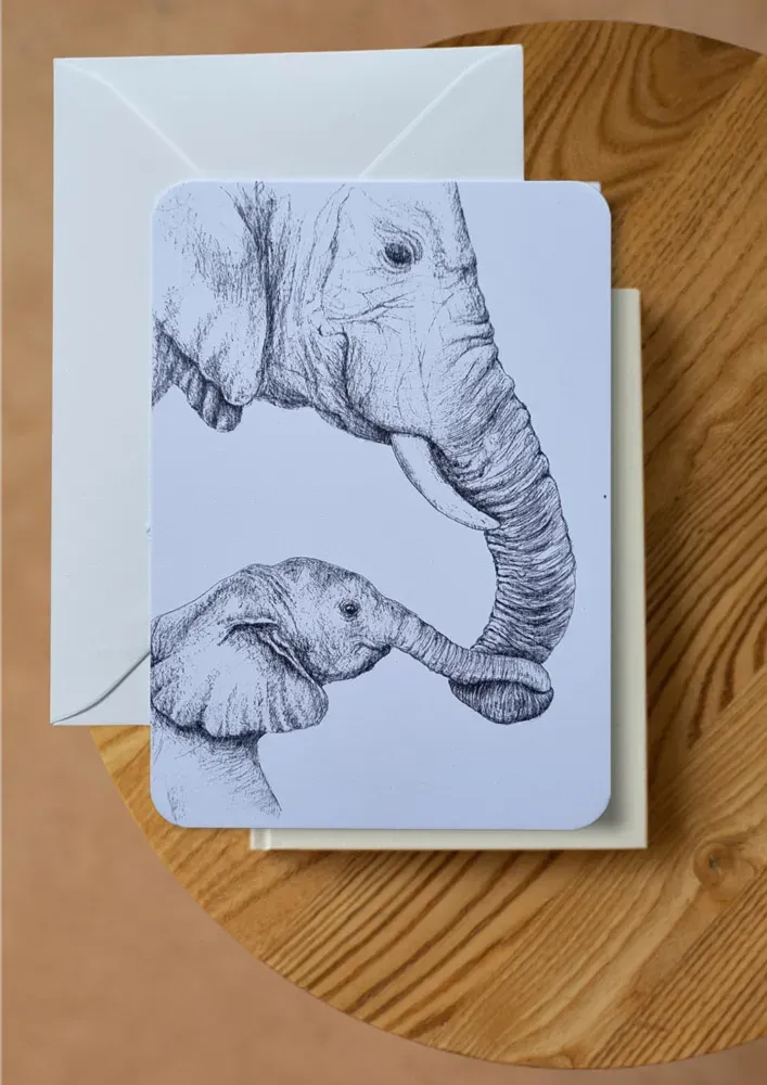 Blad & Beeld Olifant & baby olifant kaart