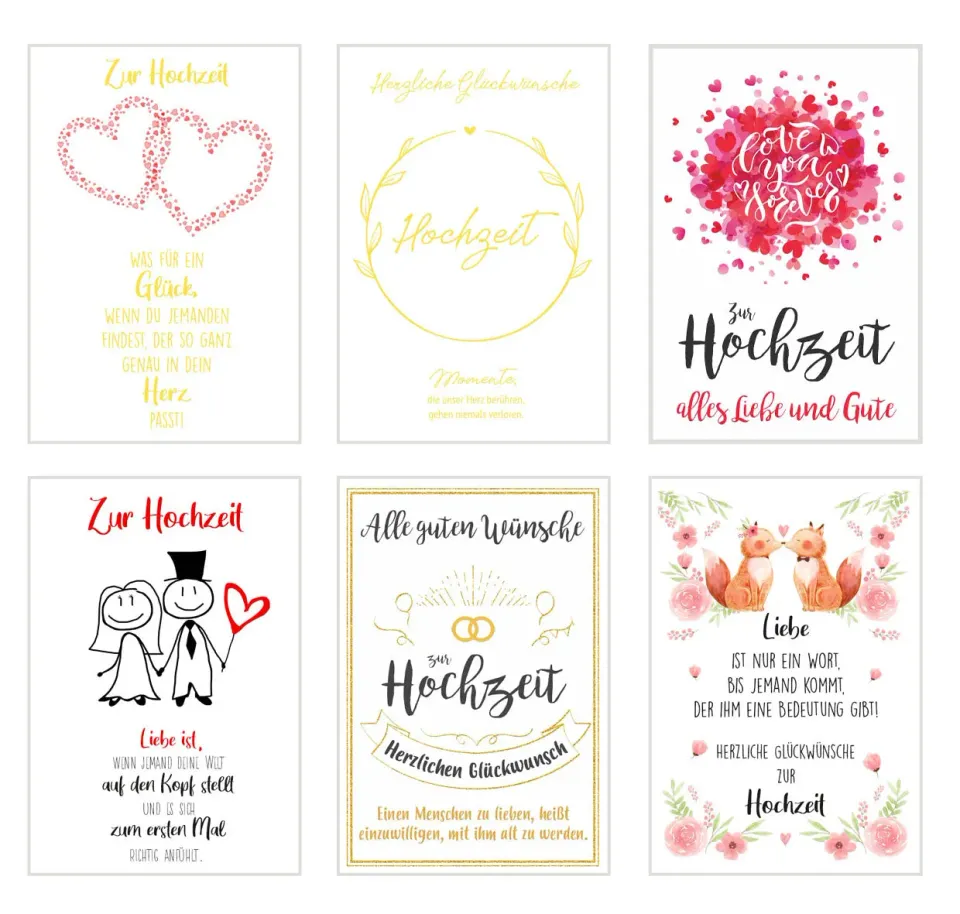 Edition Seidel Premium 20312 trouwkaarten set 6 met envelop