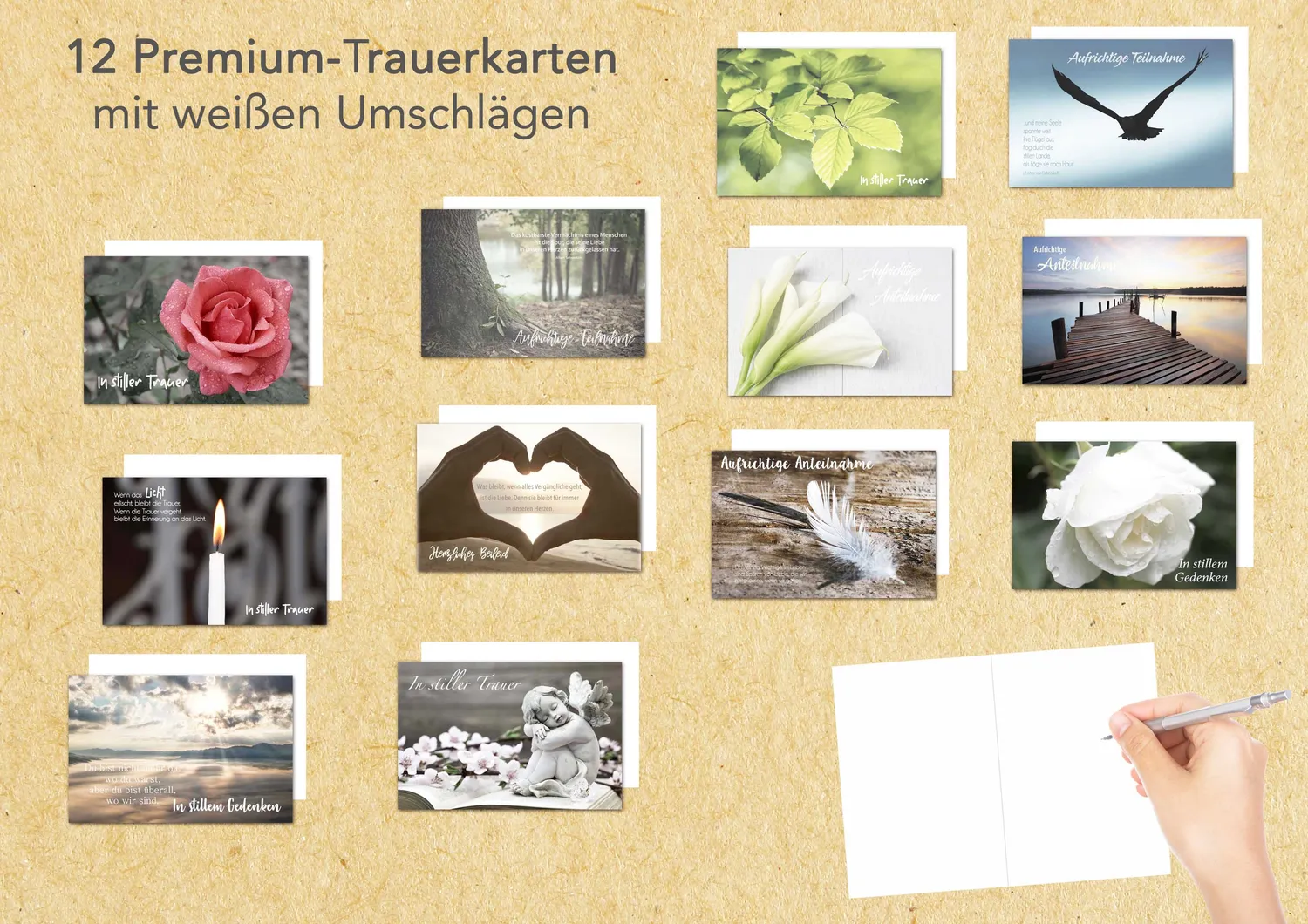 Edition Seidel Premium rouwkaarten set 12 met envelop