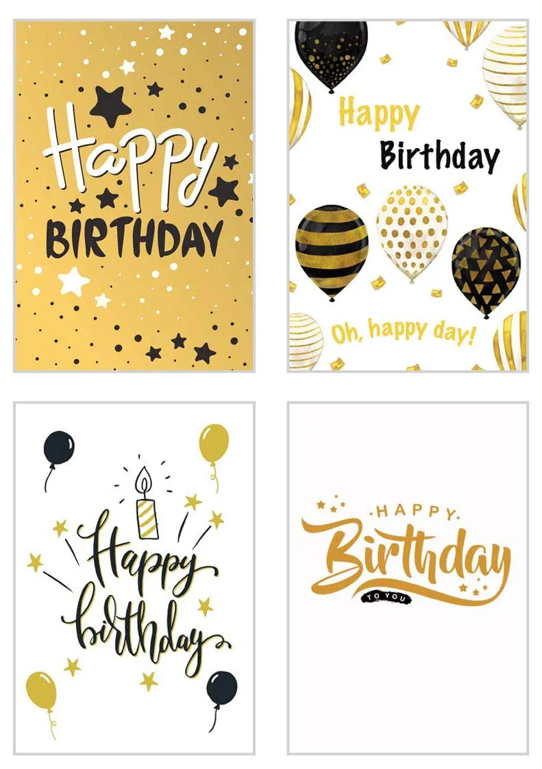 Edition Seidel 20820 verjaardagskaarten set 12 goud met envelop