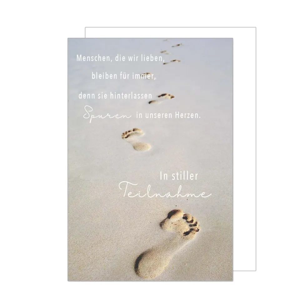 Edition Seidel Premium rouwkaart T1141 SW024 met envelop voetsporen