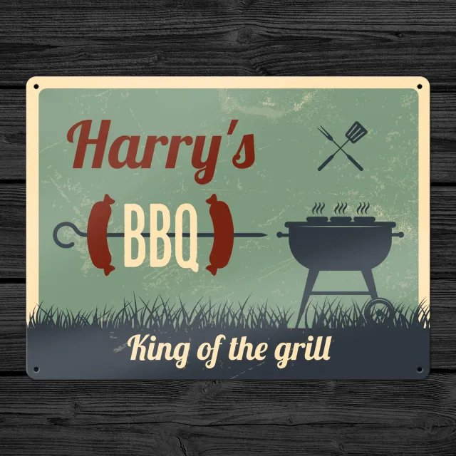 Gozi BBQ Worst metalen bord 40x30 cm gepersonaliseerd