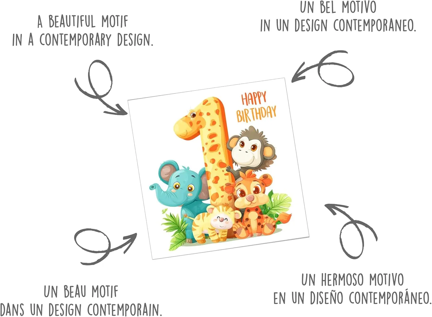 Edition Seidel GQ193 verjaardagskaart 1 jaar vierkant met envelop