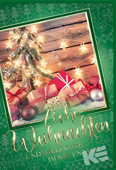 Kurt Eulzer 22-1238 kerstkaart lichtjes pakje reliëf