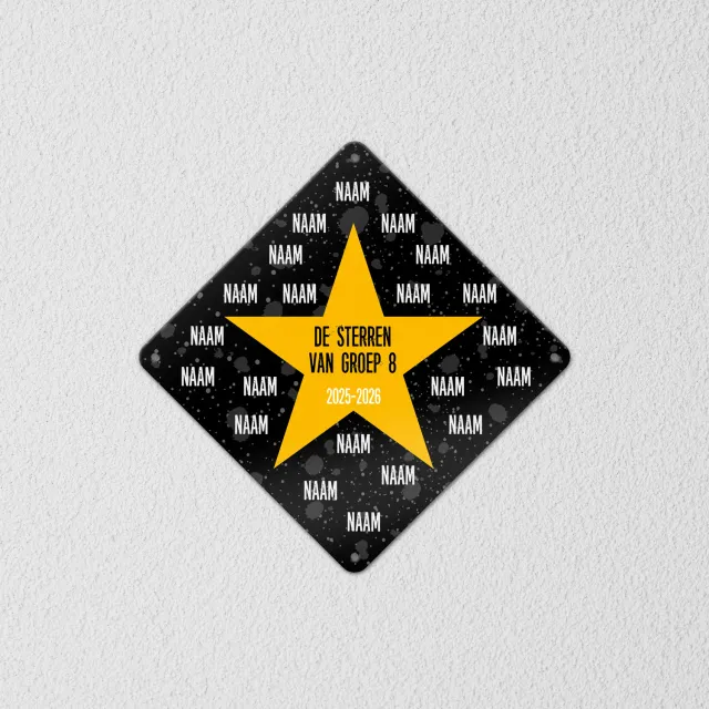 Gozi Gele Ster Ruit metalen bord 20x20cm persoonlijk