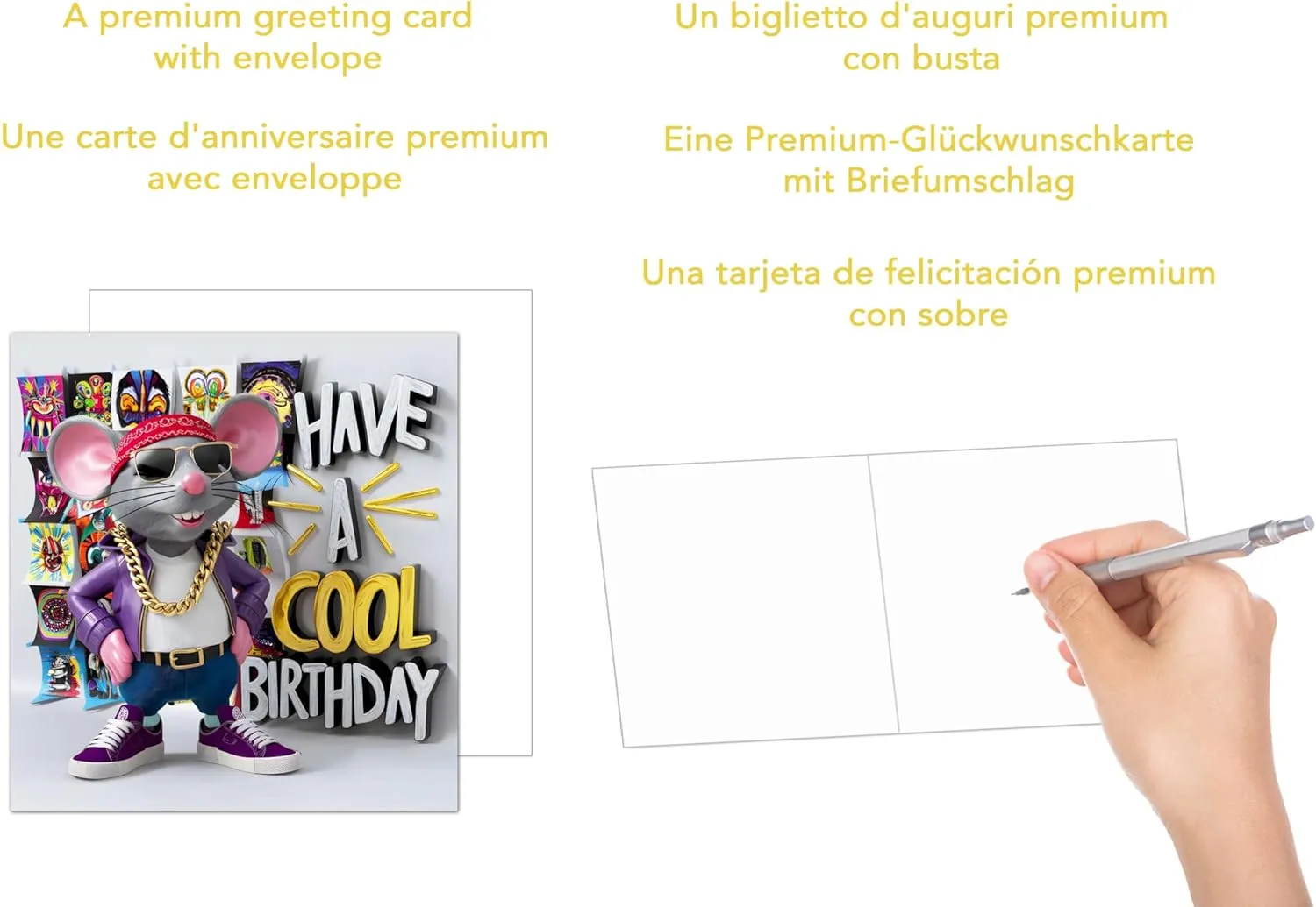 Edition Seidel GQ311 SW024 Verjaardagskaart Vierkant met Envelop