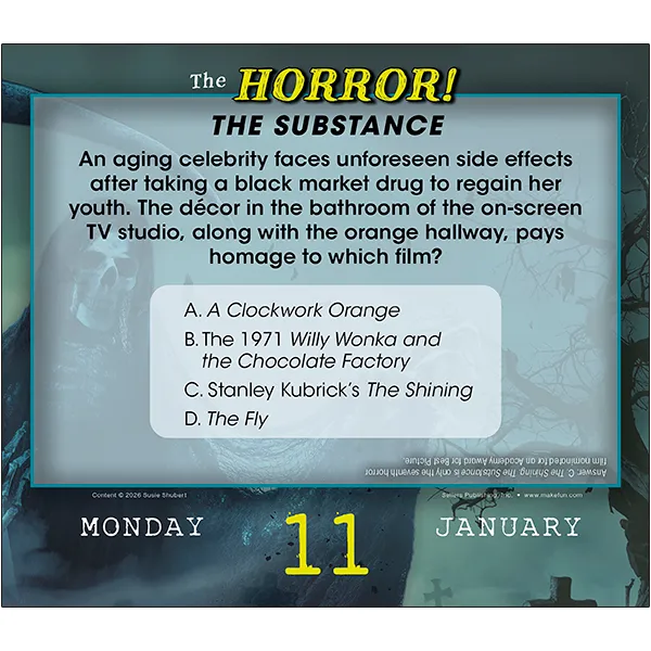 The Horror 2027 dagkalender boxed daily horror trivia