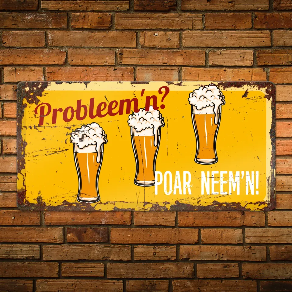Gozi Poar Neem'n metalen bord 40x20cm humor