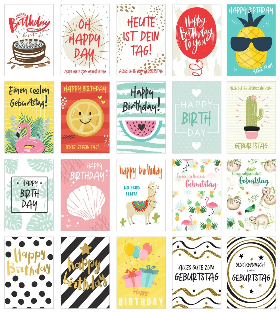 Edition Seidel 20365 verjaardagskaarten set 20 met envelop