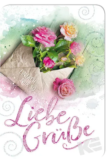 Kurt Eulzer 41-1296 wenskaart 1 stuk bloemen glitter