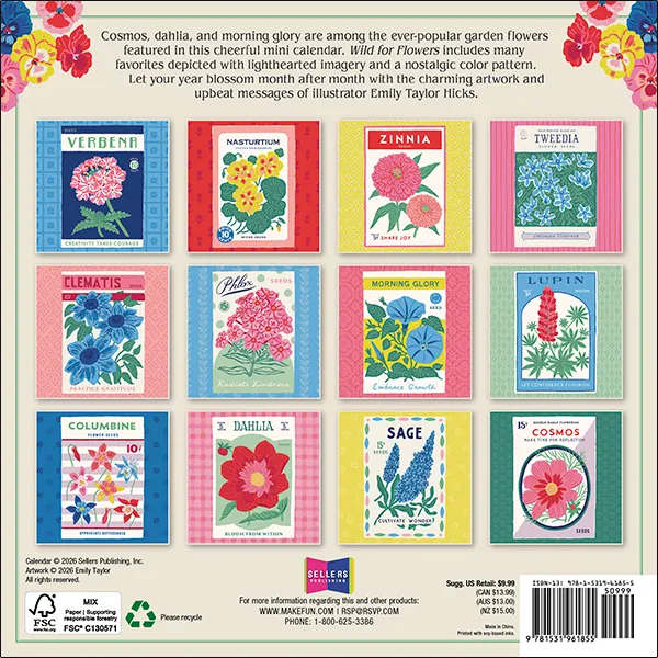 Sellers Publishing Wild For Flowers 2027 minikalender bloemen