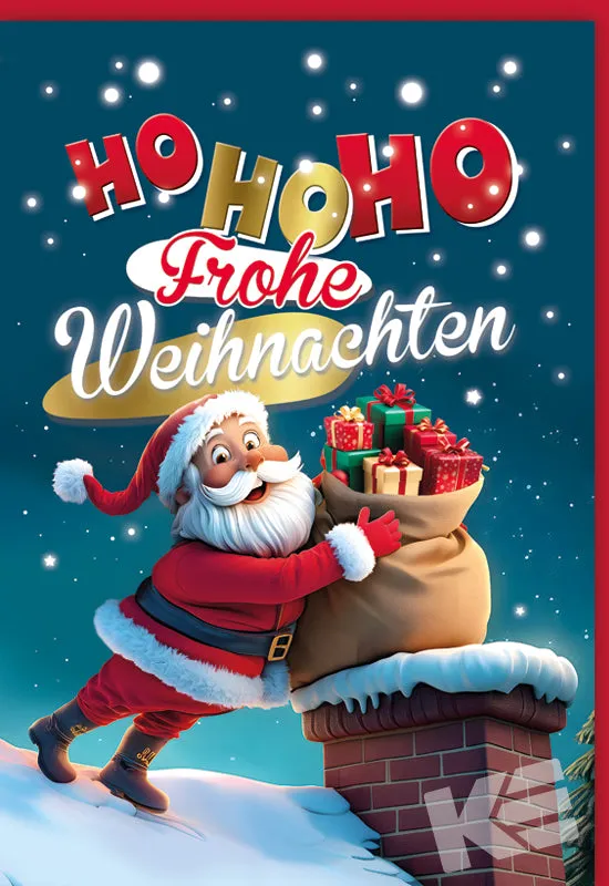 Kurt Eulzer 22-1226 3D kerstkaart Kerstman Ho Ho Ho