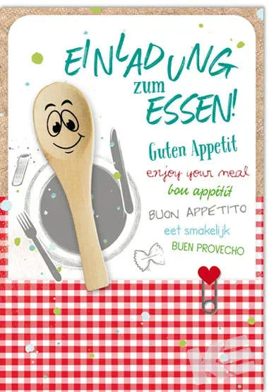 Kurt Eulzer 41-1038 uitnodiging etentje houten lepel