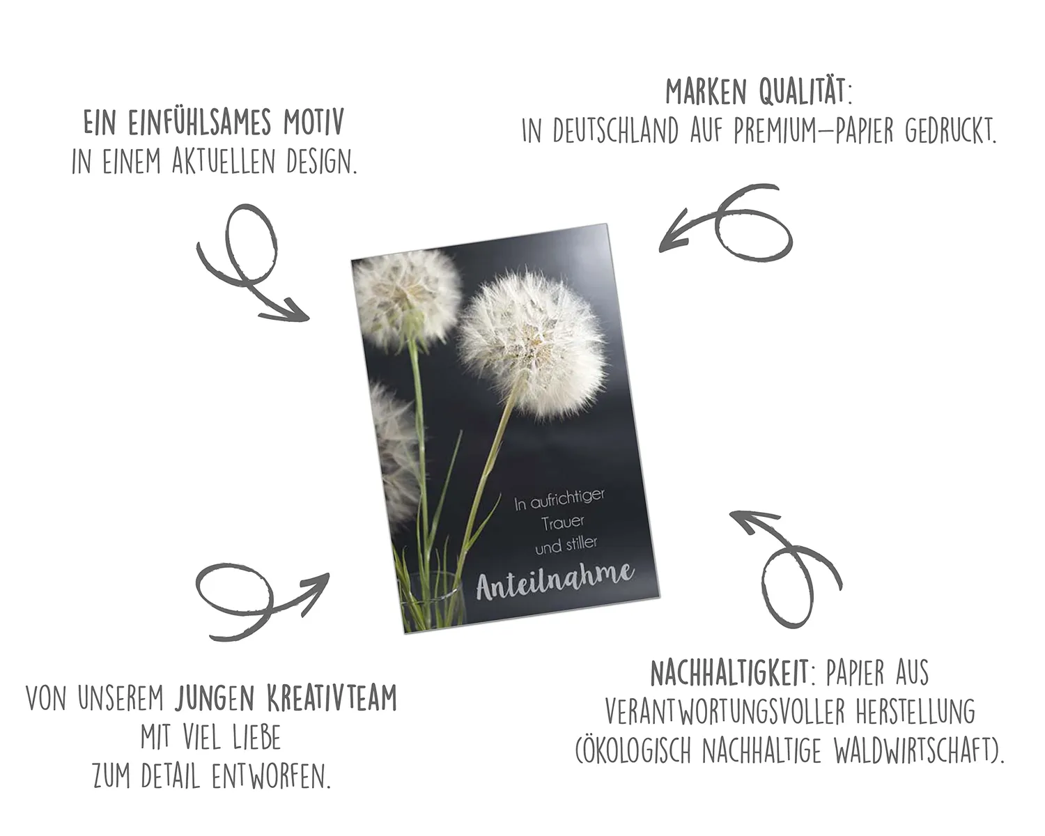 Edition Seidel Premium T961 condoleancekaart met envelop paardenbloem