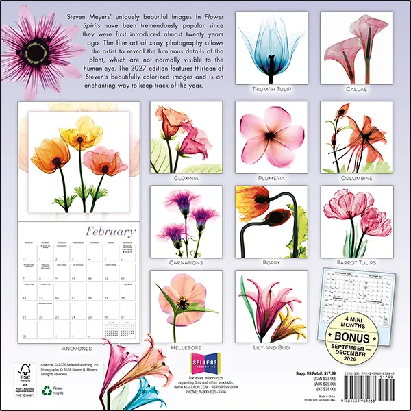 Sellers Publishing Flower Spirits 2027 wandkalender bloemen
