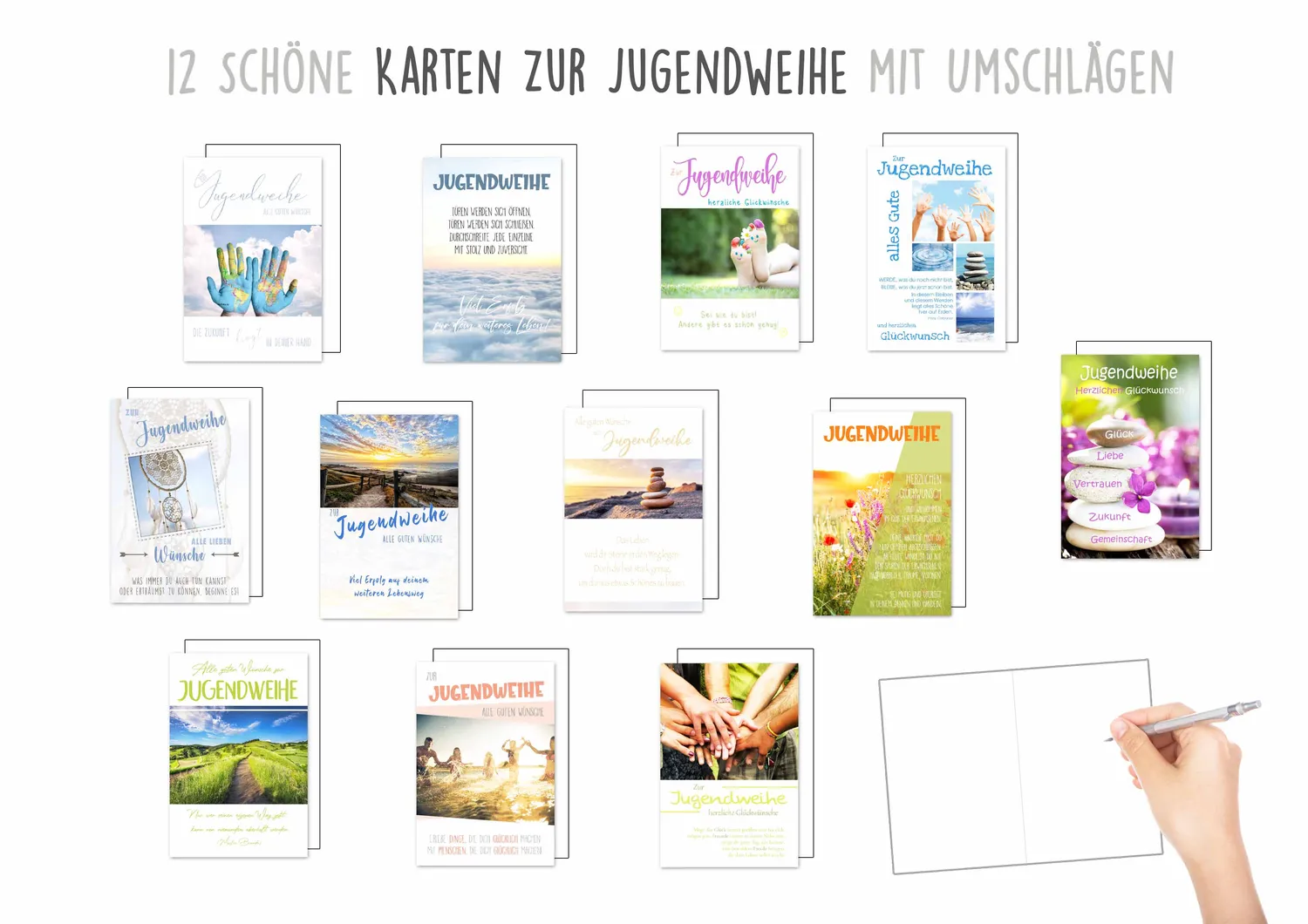 Edition Seidel Jugendweihe kaarten 12 stuks met enveloppen
