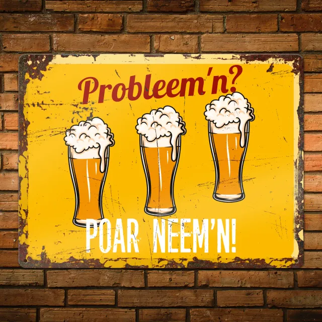 Gozi Poar Neem'n metalen bord 40x30cm bier