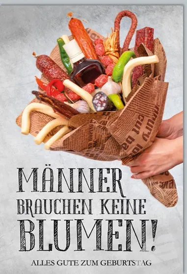 Kurt Eulzer 51-1915 verjaardagskaart worst bier grappig