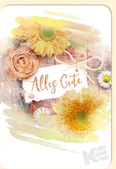 Kurt Eulzer 41-1297 wenskaart gerbera glitter 1 stuk