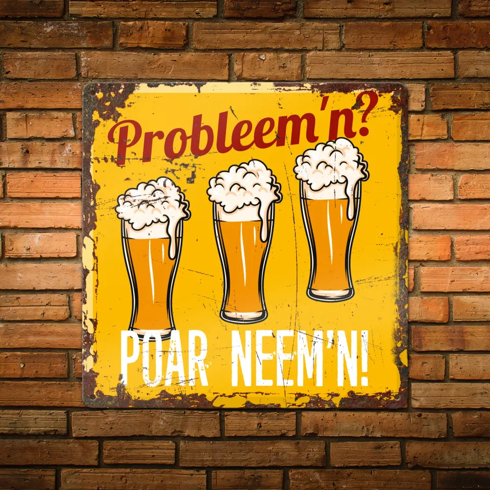 Gozi Poar Neem’n metalen bord 30x30cm grappig bier